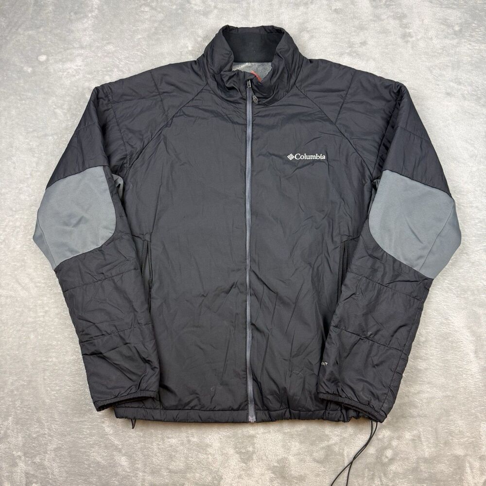 Columbia Omni-Heat Omni-Shield Jacket Men’s Large Black Gray Insulated Full Zip